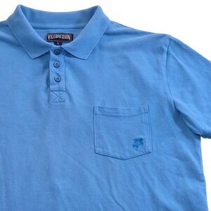 Vilebrequin Mens Polo Shirt‎ Size L Blue Cotton Short Sleeve Turtle Logo
